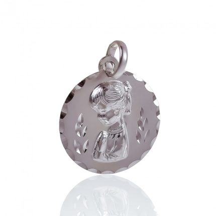 Colgante Medalla Virgen Niña, Plata de Ley 925